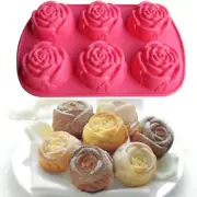 Silicone Rose Cupcake Pan ~ Dishwasher & Oven Safe ~ Red