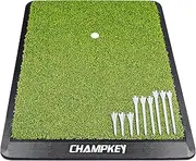 CHAMPKEY Premium Synthetic Turf Golf Hitting Mat | Heavy Duty Rubber Base Golf Practice Mat | Come with 1 Rubber Tee and 9 Plastic Tees