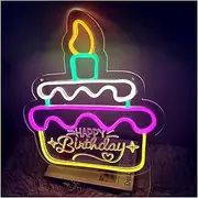 Hanging Art Neon Signs Happy Birthday Neon Signs USB Powered Neon LED Sign Wall Decor Neon Night Light for Decor Lamp (Color : A)
