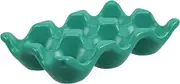 TEHAUX 6 Ceramic Egg Tray Cups Egg Storage Holder for Refrigerator Kitchen Countertop Decorative Porcelain Dish Dark Design