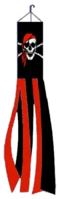 5ft Red Bandana Skull Windsock Long Super Shiny Pirate Windsock 100D FABRIC