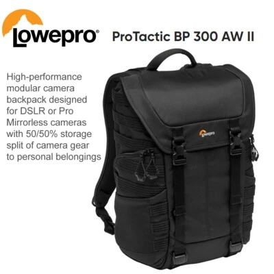 LOWEPRO ProTactic BP 300 AW with Divider II Camera and Laptop Backpack (Black)