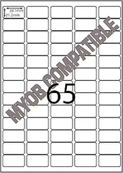 A4 Laser Label - 65up -37.8x21.2mm - 500 per Box (5 Packs) (Template Code: L7651). These Labels Come in a Range of Sizes, from a Single Label per Page to as Many as 65 Labels per Page.