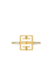 4G ring in metal with crystals 50 Yellow