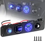 4 in 1 Toggle Rocker Switch Panel Charger For Car Boat Marine RV Truck Blue LED (for: Fiat)