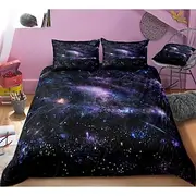 3D Galaxy Print Duvet Cover Bedding Sets Comforter Cover with 1 Duvet Cover or Coverlet,1Sheet,2 Pillowcases for Double/Queen/King(1 Pillowcase for Twin/Single
