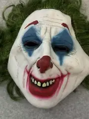 Clown Mask Joker Cosplay Party Props Scary Clown Mask With Green Wig Creep Clown