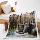 Elephant River Mountain 3D Warm Plush Fleece Blanket Picnic Sofa Couch