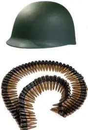 Adult Army Soldier Helmet Costume Kit Hat Fake Plastic Bullets Belt Bandolier
