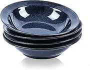 vicrays Wide Rim Soup Bowls - 27oz Ceramic Pasta Plates Bowl Set of 4 for Gumbo Salad Spaghetti Dipping Bread Dishes Home Restaurant Use - Microwave Dishwasher Oven Safe - Blue