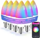 6 Pack E12 Smart Bulbs, Alexa WiFi Candelabra 6 Pack, Multicolor