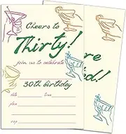 Pink Bow Birthday Invitation, Retro Heart Cake Birthday Party Invite, 20 Double-Sided Wavy Fill In Invitation Cards with Envelopes, Hand Drawn Invite Party Supplies & Decorations 4x6 Inch-T037