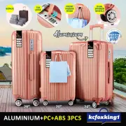 3PCS Luggage Suitcase Trolley Travel Hard Shell Carry Bag Case Lock Rose Gold