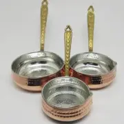Hammered copper sauce pans with brass handle, Turkish traditional frying pans