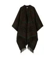 Burberry Checked Fringed Open-Front Cape One size Snug