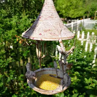 餵鳥器 花園陽臺喂鳥器 美式鄉村復古鐵藝鳥窩 別墅庭院懸掛式小鳥喂鳥器
