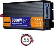 Pure Sine Wave Inverter 3000 Watt DC 12V 24V 48V 60V 72V to AC 120V/220V Power Inverter with LCD Display for Home Appliances Camping RV Truck,24V to 110V
