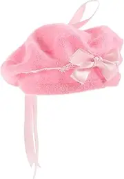 [SAFIGLE] Berets Beret Hat for Strawberry Costume Hat Baray Hat Bow Beret Hat Accessories Bowknot Beret Caps Lolita Accessory Kawaii Hat Womans Hat Hats Pink Wool