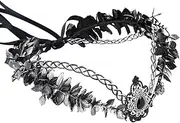 MOSTORY Black Viking Flower Crown - Dark Celtic Elf Crown Medieval Floral Circlet Fairy Headband Elven Headpiece for Witch Renaissance Ren Faire Accessory Halloween Cosplay Party Goth Wedding