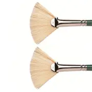 2x Winsor & Newton WOC Winton Hog Fan Paint Brush Oil Art/Craft Painting Size 3