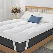 Mattress Topper Kingsize Bed 4 Inch/10cm - Hotel Quality Comfort, Ultra-Soft Hypoallergenic Heavy Fill Microfiber, Elastic Straps - Anti-Dust Mite Protection (King (150x200+10cm)
