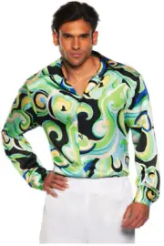 Underwraps 60S Shirt Green Adult Men Costume Accessory Top 30705