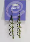 SBOT Olive green spiral bead chain DANGLE EARRINGS Claire's Jewelry