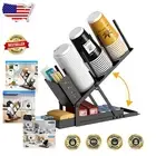 Heavy-Duty Metal Coffee Cup and Lid Holder with Straw Compartment - Adjustable