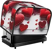 Handmade Red Hearts Toaster Cover 2 Slice Bread Machine Covers Waterproof Universal Size Kitchen Small Appliance Cover with Hang Loop, Dust and Fingerprint Protection