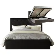 Windsor Queen Fabric Bed Frame w/ Gas Lift Charcoal