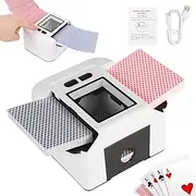 Buldoospok 1-2 Deck Automatic Card shufflers, 2000 mAH Rechargeable and Portable USB Charging Shuffler Machine One-Press AUTO and Manual Mode Card shuffler for Poker UNO Blackjack Skip-Bo etc