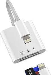 Lightning to Micro SD TF Card Reader Charging Adapter (3in1) for Apple MFI Certified Charger Port Camera Memory Viewer Accessories for iPhone 14 13 11 12 Pro Max Mini Xr X Xs 8 7 Se Plus for iPad Air