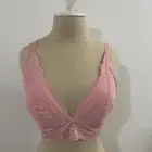 Aerie Sunflower Lace Padded Plunge Bralette Pink Size XL