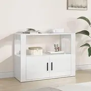 Buffet Storage Cabinet, Kitchen Storage Sideboard Side Cabinet Storage Cupboard Sideboard High Gloss White 80x30x60 cm Engineered Wood