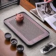 14 Inch Bamboo Chinese Gongfu Tea Tray Table Box with Water Storage for Kungfu Kung fu Tea Set (Black)