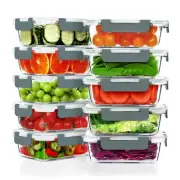 10 Pack 22 OZ Glass Meal Prep Containers Airtight Glass Lunch Containers Grey