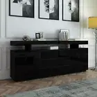 200cm Sideboard Buffet Cabinet Gloss Storage Cupboard 2 Doors 3 Drawers Black