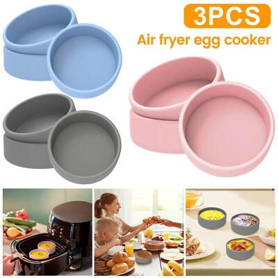 3Pcs Air Fryer Egg Mold Silicone Egg Poacher Cups Nonstick Egg Boiler Mold~---