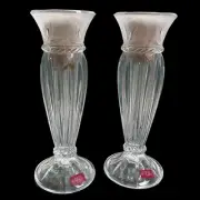Cristal D’Arques Paris Set Of 2 Carthage Bud Vases/Candlesticks With Bobeches