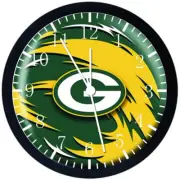Green Bay Packers Wall Clock Large 12" Black Frame Glass Face Non-Ticking E378