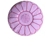 Marrakech Bliss Moroccan Leather Pouffe in Carnation Pink