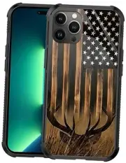 Case for iPhone 15 Pro,Case for iPhone 15 Pro(6.1 inch) Deer American Flag