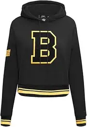 Pro Standard Womens NHL Boston Bruins Retro Classics Cropped Pullover Hoodie Black/Yellow M