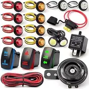 Universal ATV UTV SXS Turn Signal Street Legal Kit with Hazard Horn Reverse Rocker Switch and Light Flasher Relay Fuse Fits for Polaris RZR Ranger XP Turbo Can-Am Golf Kawasaki Arctic Cat Beach Cart