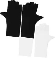 NULYLU 2 Pairs Black Gloves Nail Light Sunscreen Applicator Fingerless Gloves Sun Protective Gloves UV Gloves for Gel Manicures Flashlight Arm The Mitten Nail Anti-uv Gloves Nylon