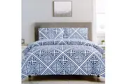 Navy Enzi Geometric Pattern Printed Microfiber Polyester Quilt Cover Set by Artex