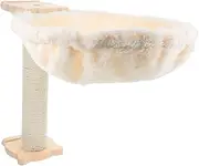 Abaodam 1Set Cat Tree Hammock Bed Soft Lint Cat Hammock with Scratching Post Cozy Spoon Shape Hanging Basket for Kittens Indoor Cat Bed and Play Area DIY Replacement Accessories