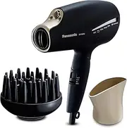 [Panasonic] Advanced Folding Hair Dryer with Diffuser, Nanoe & Double Mineral Technology - Reduces Frizz, Damage & Split Ends (EH-NA9J-N765), Black & Gold