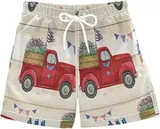 [RPLIFE] Swimming Clothes for Boys, Anti Chafe Swim Trunks Boys 2 T, Vintage Truck Fourth July