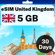 eSIM United Kingdom - 5 GB - 30 Days - Travel eSIM | QR code activation